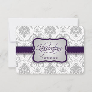 Certificat cadeau Gris Damas et Eggplant Purple