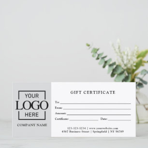 Certificat Cadeau Gris Simple Moderne pour Entrepr