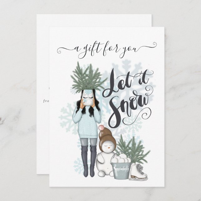 Certificat cadeau hiver neige (Devant / Derrière)