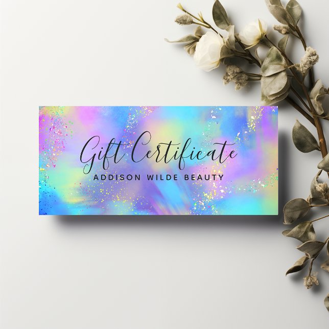 Certificat Cadeau Holographique Chic Opale Iridesc (Créateur téléchargé)