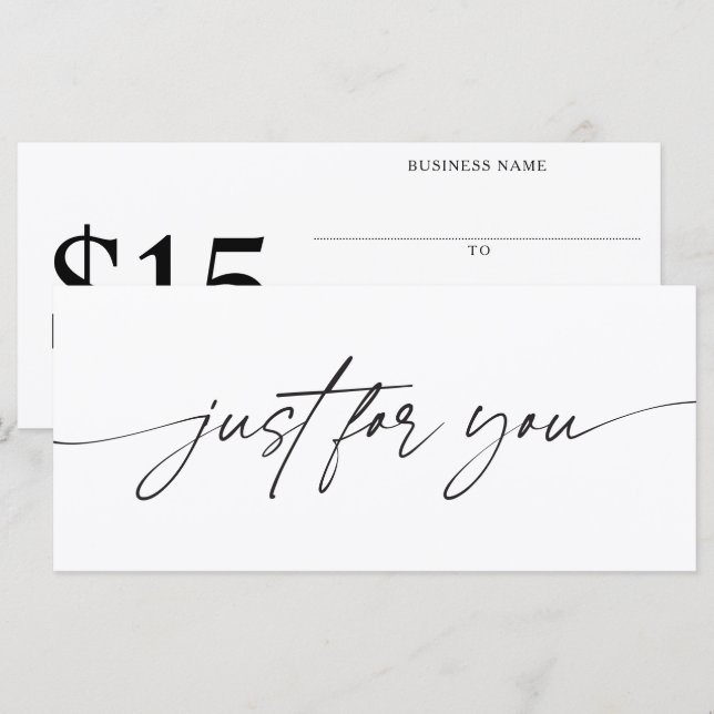 Certificat Cadeau Juste Pour Vous Ajoutez Votre Mo (Devant / Derrière)