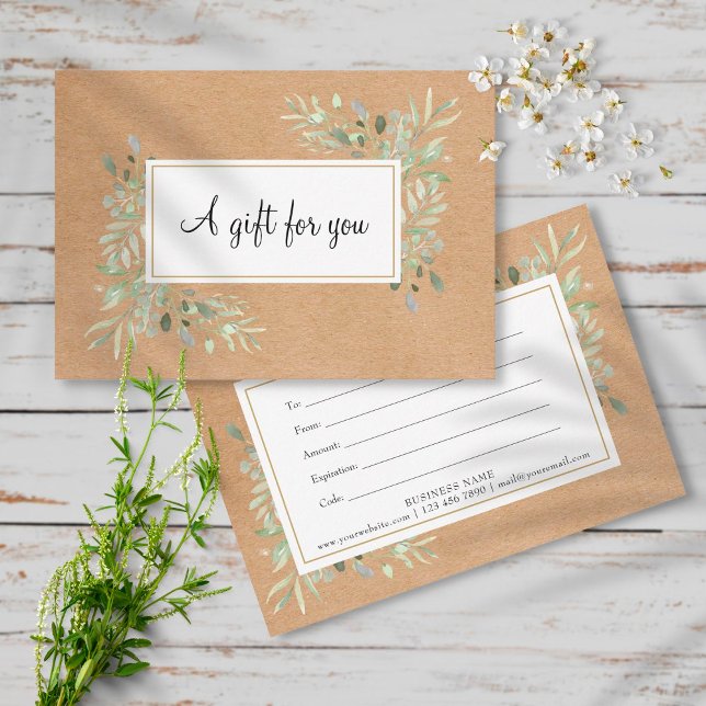 Certificat Cadeau Kraft Feuilles de Printemps (Créateur téléchargé)