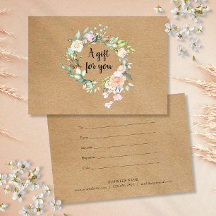 Certificat Cadeau Kraft Guirlande de Roses Rustiqu