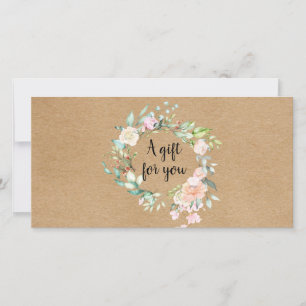 Certificat Cadeau Kraft Guirlande de Roses Rustiqu