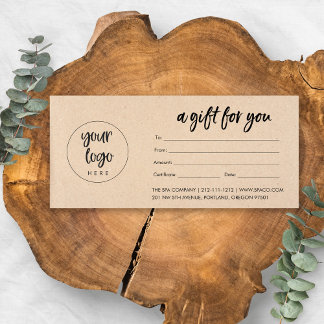 Certificat cadeau Kraft Modern Business avec logo