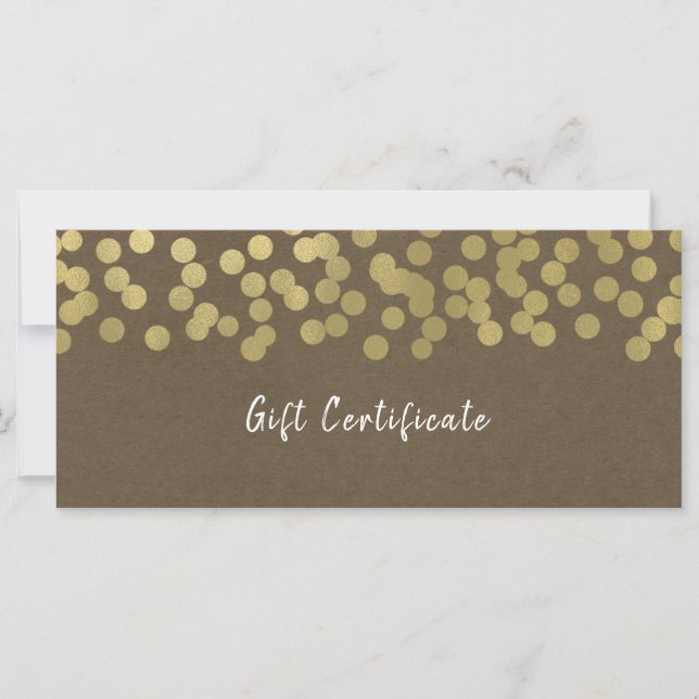 Certificat Cadeau Kraft Rustique Chic Moderne Or (Devant)
