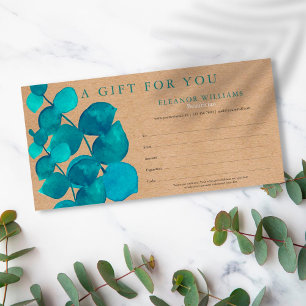 Certificat Cadeau Kraft Rustique Eucalyptus
