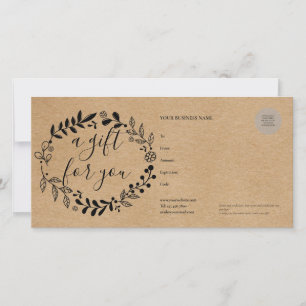 Certificat Cadeau Kraft Rustique Guirlande de Bois