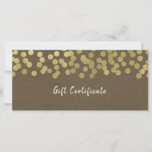 Certificat Cadeau Kraft Rustique Moderne Chic Doré