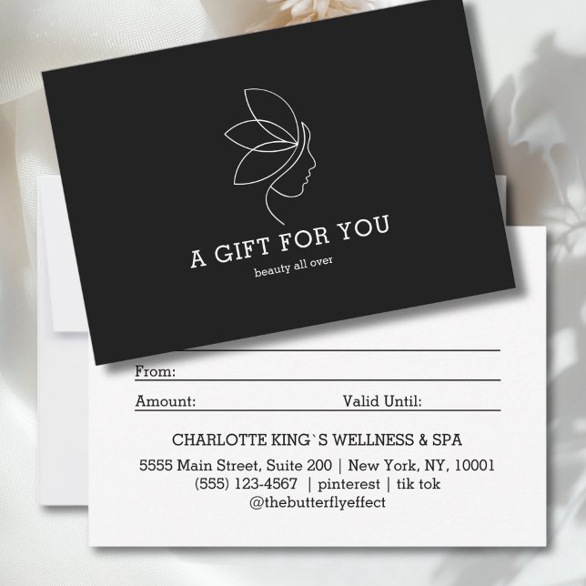 Certificat Cadeau Ligne Beauté Femme Noir (Woman Beauty Line Art Black Gift Certificate)