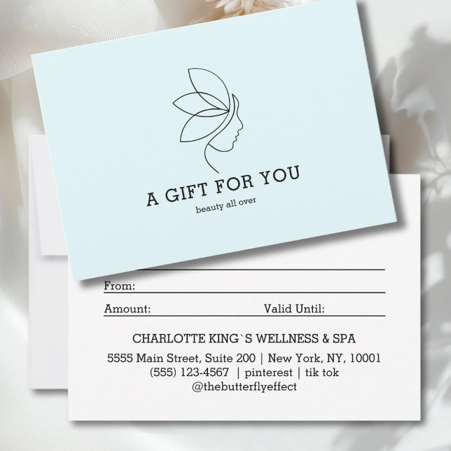 Certificat Cadeau Ligne de Beauté Féminine Bleu (Woman Beauty Line Art Blue Gift Certificate)