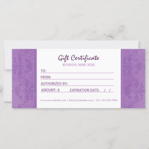 Certificat cadeau Lilac Damask