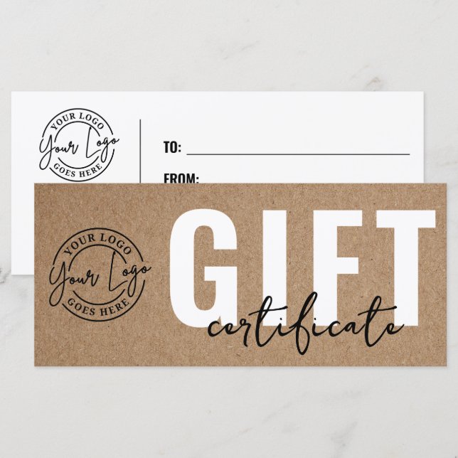 Certificat-cadeau Logo Entreprise (Devant / Derrière)