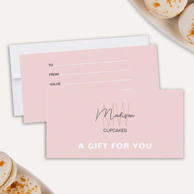 Certificat Cadeau Logo Monogramme Boulangerie (Bakery Monogram Logo Business Gift Certificate)