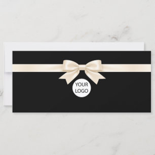 Certificat Cadeau Logo Ruban Noir Élégant