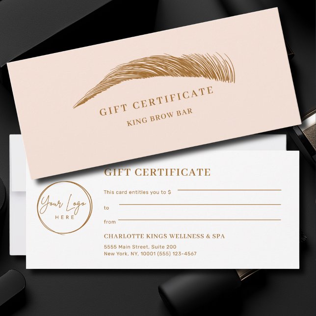 Certificat Cadeau Logo Sourcil Minimal (Minimal Eyebrow Custom Logo Gift Certificate)