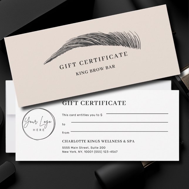 Certificat Cadeau Logo Sourcil Minimal (Minimal Eyebrow Custom Logo Gift Certificate)