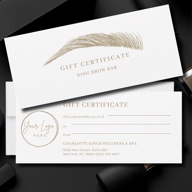 Certificat Cadeau Logo Sourcil Minimal (Minimal Eyebrow Custom Logo Gift Certificate)
