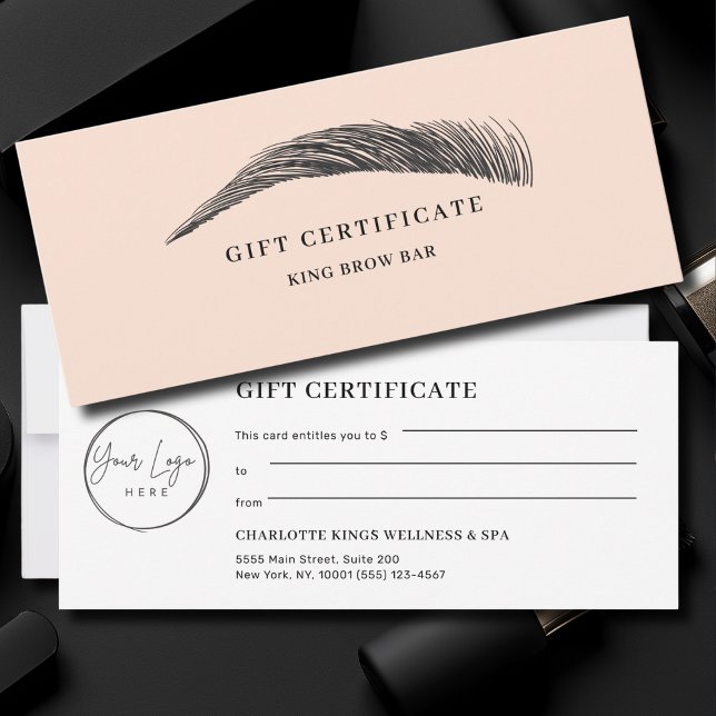 Certificat Cadeau Logo Sourcil Minimal (Minimal Eyebrow Custom Logo Gift Certificate)