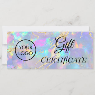 certificat cadeau logo texture opale