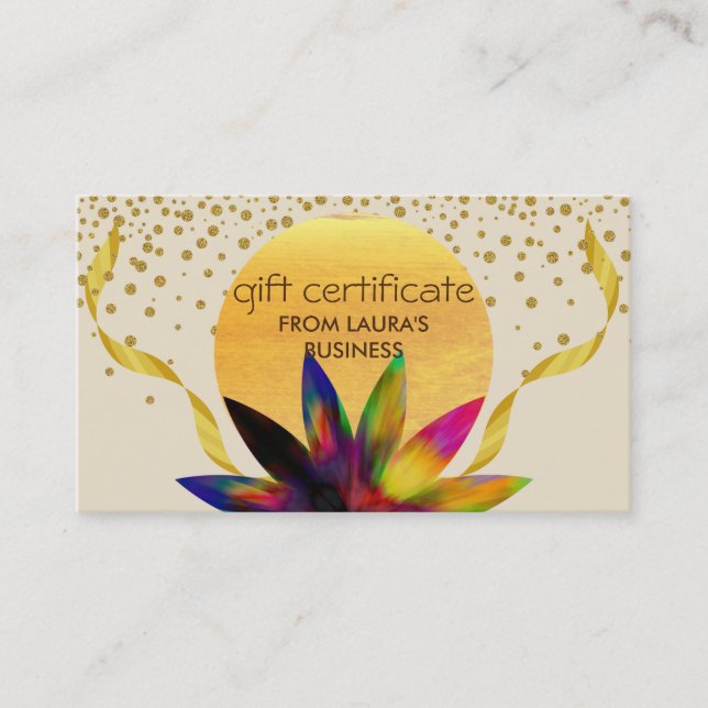 Certificat cadeau Lotus Flower Yoga Healing Health (Devant)