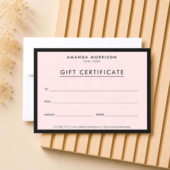Certificat Cadeau Luxe Minimaliste Rose (Créateur téléchargé)