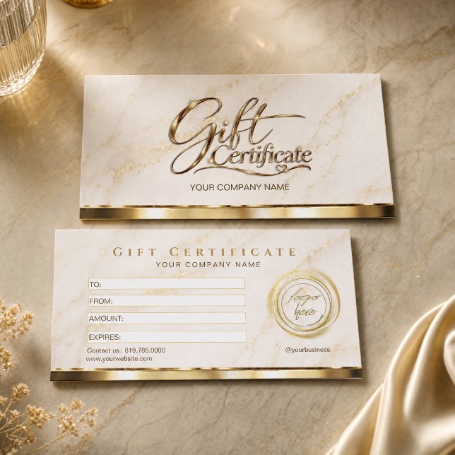 Certificat Cadeau Luxe Or Marbre (Marble Gold Elegant Luxury Gift Certificate)