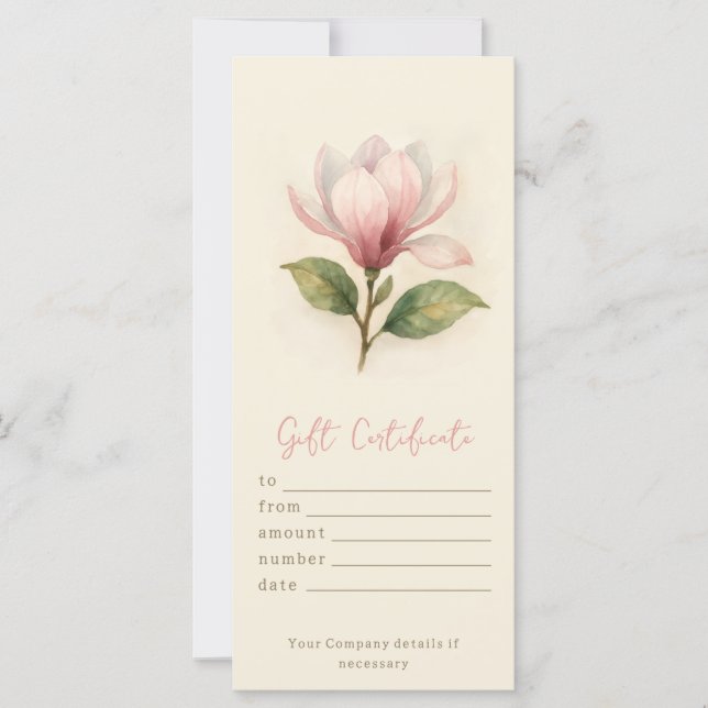 Certificat cadeau Magnolia Aquarelle personnalisée (Devant)