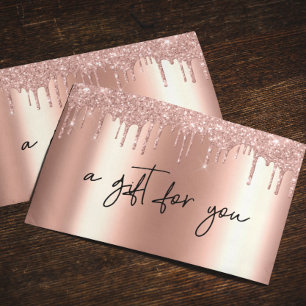 Certificat Cadeau Manuscrit Paillettes Rose Gold