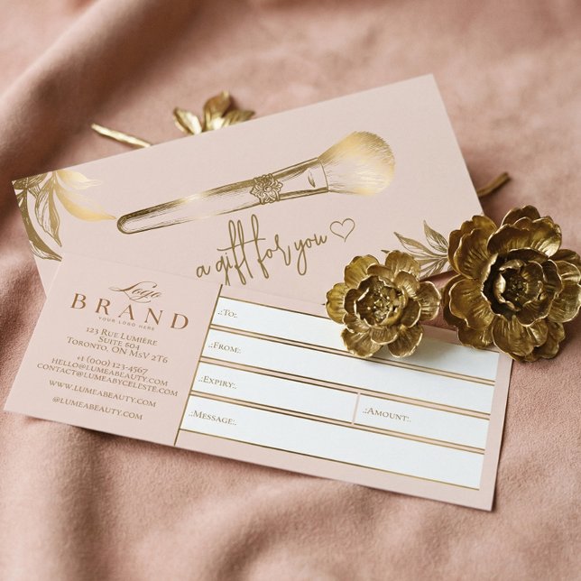 Certificat Cadeau Maquillage Brosse de Beauté en O (Luxury Gold Makeup Studio Gift Certificate)