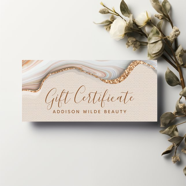 Certificat Cadeau Marbre Agate Paillettes Or Éléga (Créateur téléchargé)