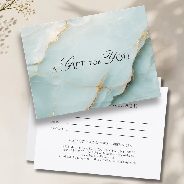 Certificat Cadeau Marbre Bleu Élégant (A Gift for You! Blue Gold Marble Gift Certificate)