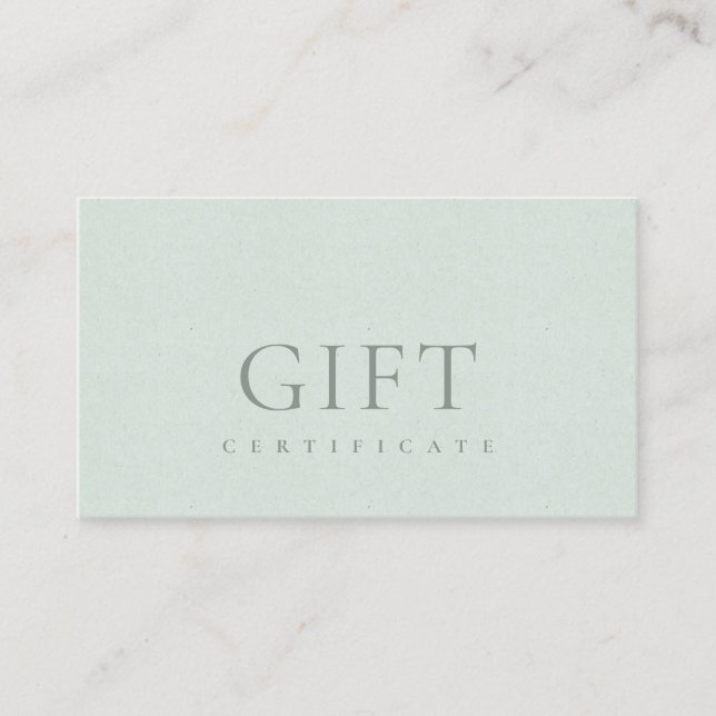 Certificat cadeau minimal Aqua Dusky Blue Script (Devant)