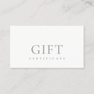 Certificat cadeau minimal en ivoire vert croustill