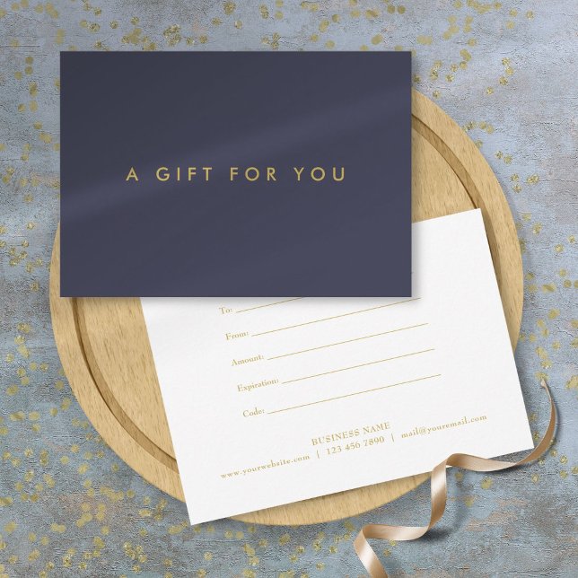 Certificat Cadeau Minimaliste Bleu Marine Entrepri (Minimalist Navy Blue Business Gift Certificate)
