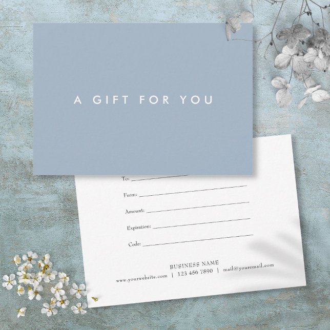 Certificat Cadeau Minimaliste Bleu Poussiéreux Gra (Minimalist Bold Dusty Blue Gift Certificate)