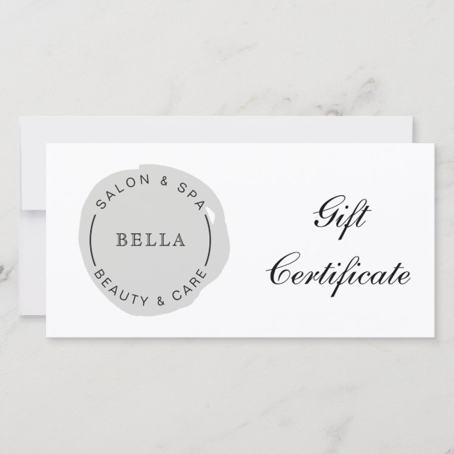 Certificat cadeau minimaliste de Spa de salon gris (Devant)