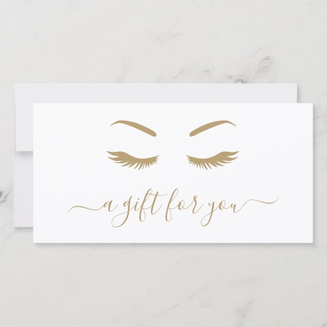 Certificat cadeau minimaliste Elegant Gold Lashes (Devant)
