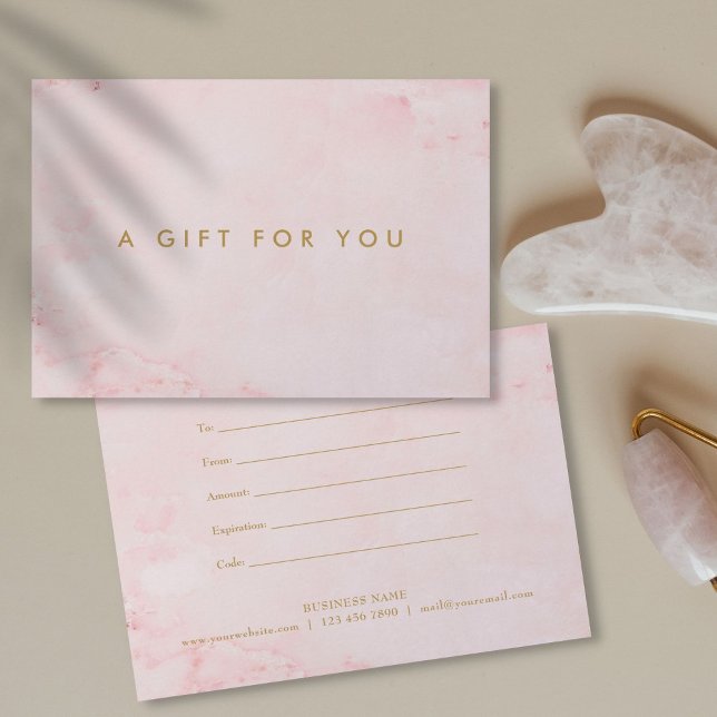 Certificat cadeau minimaliste en marbre rose (Minimalist Girly Pink Marble Gift Certificate)