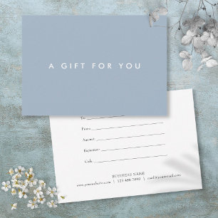 Certificat cadeau minimaliste Gras Dusty bleu