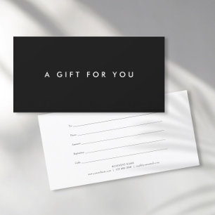 Certificat Cadeau Minimaliste Gras Noir et Blanc
