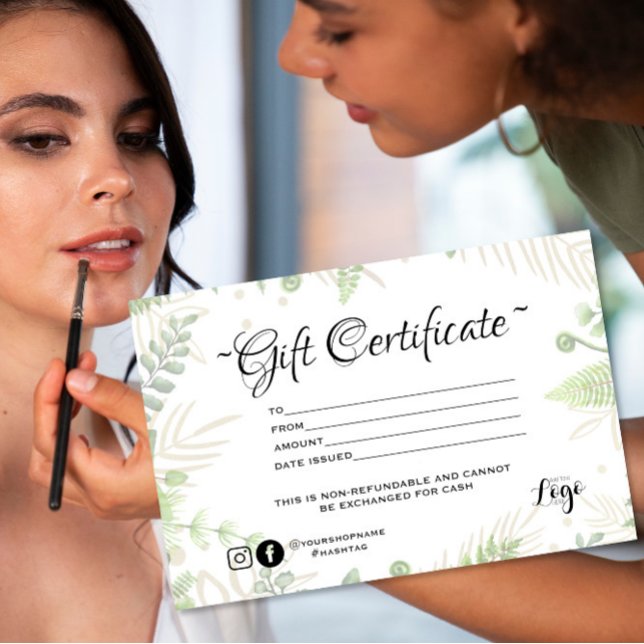 Certificat cadeau minimaliste moderne de fougères  (Créateur téléchargé)