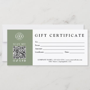 Certificat Cadeau Minimaliste Moderne Personnalisé