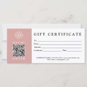 Certificat Cadeau Minimaliste Moderne Personnalisé