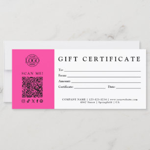 Certificat Cadeau Minimaliste Moderne Personnalisé