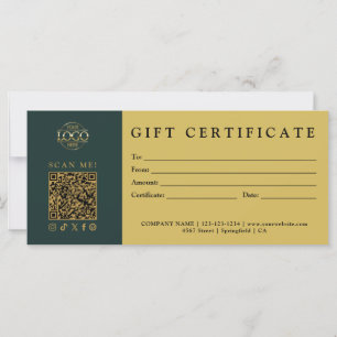 Certificat Cadeau Minimaliste Moderne Personnalisé