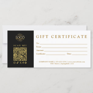 Certificat Cadeau Minimaliste Moderne Personnalisé
