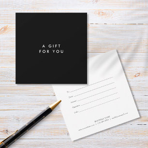Certificat Cadeau Minimaliste Noir et Blanc Gras