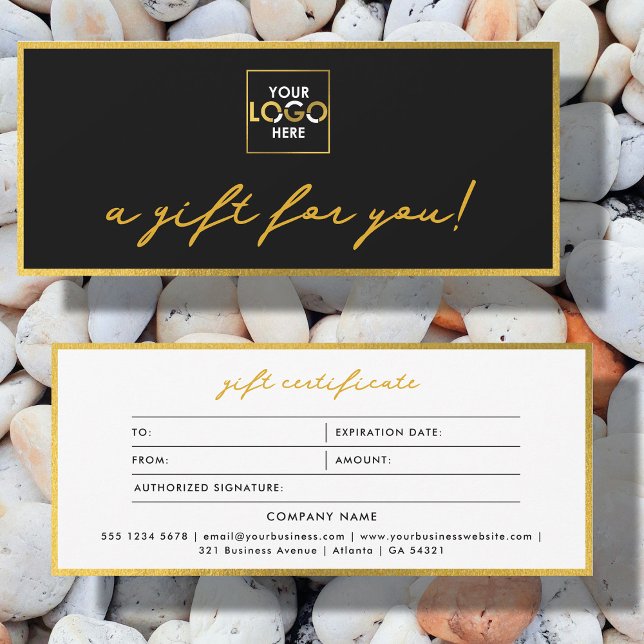 Certificat Cadeau Minimaliste Or & Noir (Logo Minimalist Gold & Black Gift Certificate)
