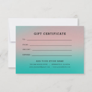 Certificat cadeau minimaliste pour entreprise avec